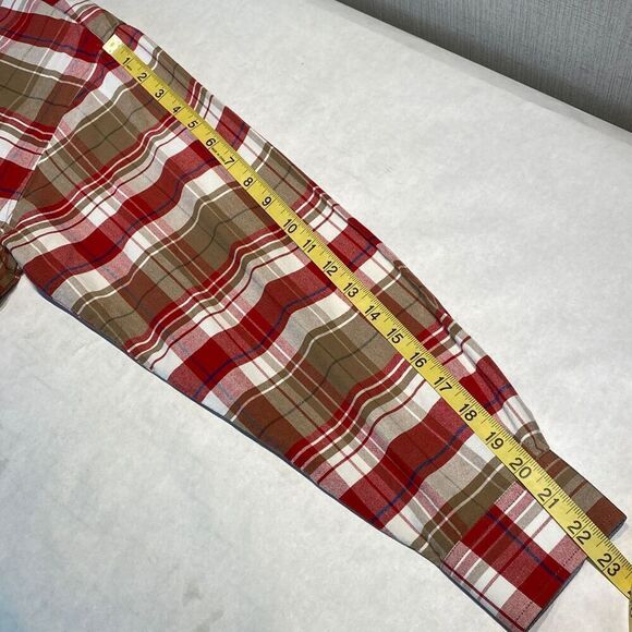 Wrangler Twenty X 20X Button Down Shirt Mens Sz M Long Sleeve Plaid Red Tan West - Picture 11 of 12